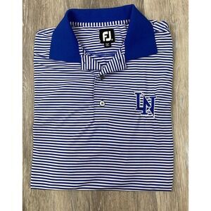 FootJoy Mens Shirt Medium blue/White stripe Trump National Charlotte Lake Norman